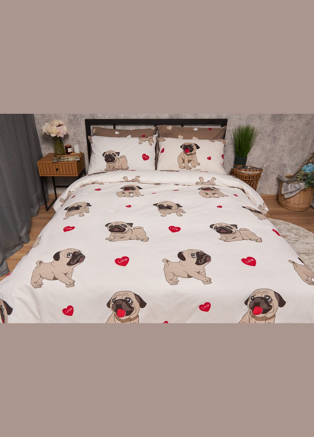 Комплект постільної білизни Бязь Gold Люкс «» Сімейний 160х220х2 наволочки 4х70х70 (MS-820005739) Moon&Star Bulldog Love (302973894)