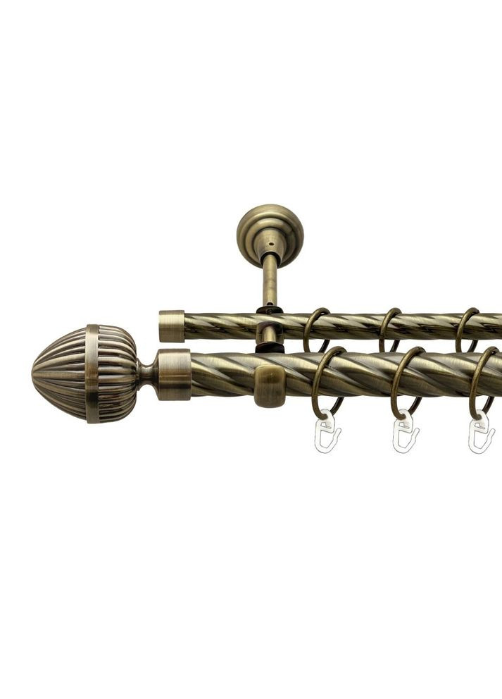 Карниз Одеон металлический двухрядный открытая скрученная труба Антик 25\16 мм 160 см (00-00018081) ORVIT (300690821)