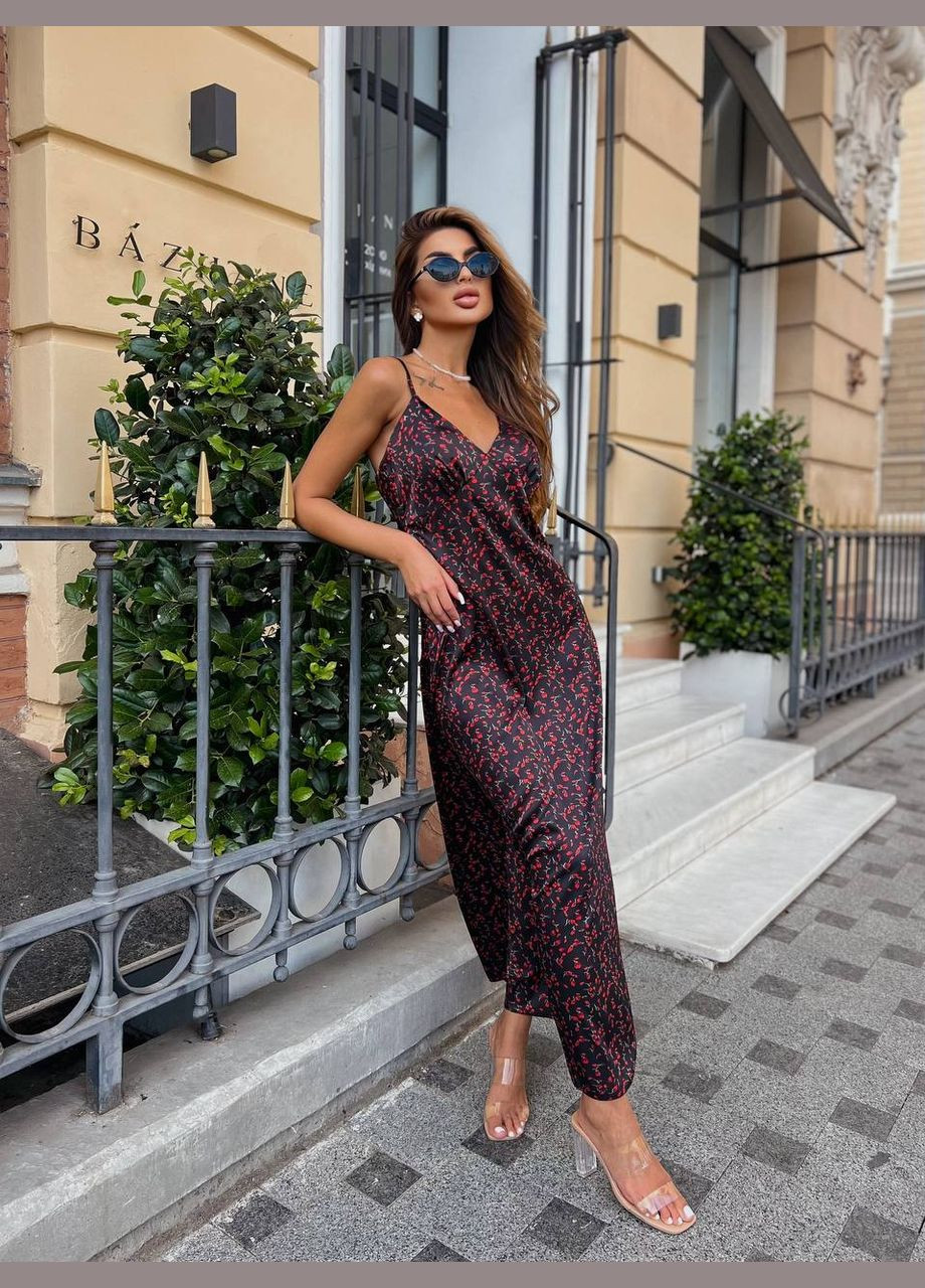 Черное повседневный платье женское Україна с цветочным принтом