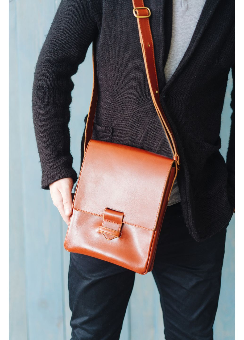 Мужская кожаная сумка- Esquire светло-коричневая BlankNote мессенджер (348359209)