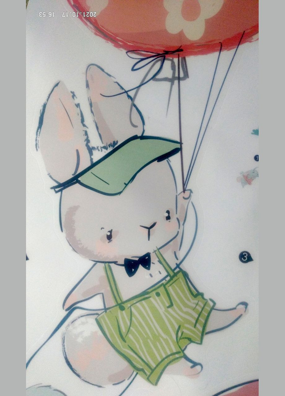 Вінілова наклейка на стіну в дитячу Зайчики на повітряних кульках (лист 30 х 90 см) Б194-19 No Brand (302241971)