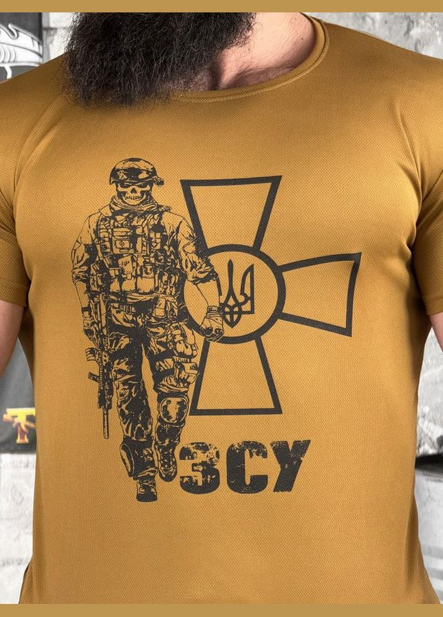 Тактична футболка потоотводящая з принтом ЗСУ койот No Brand (322444197)