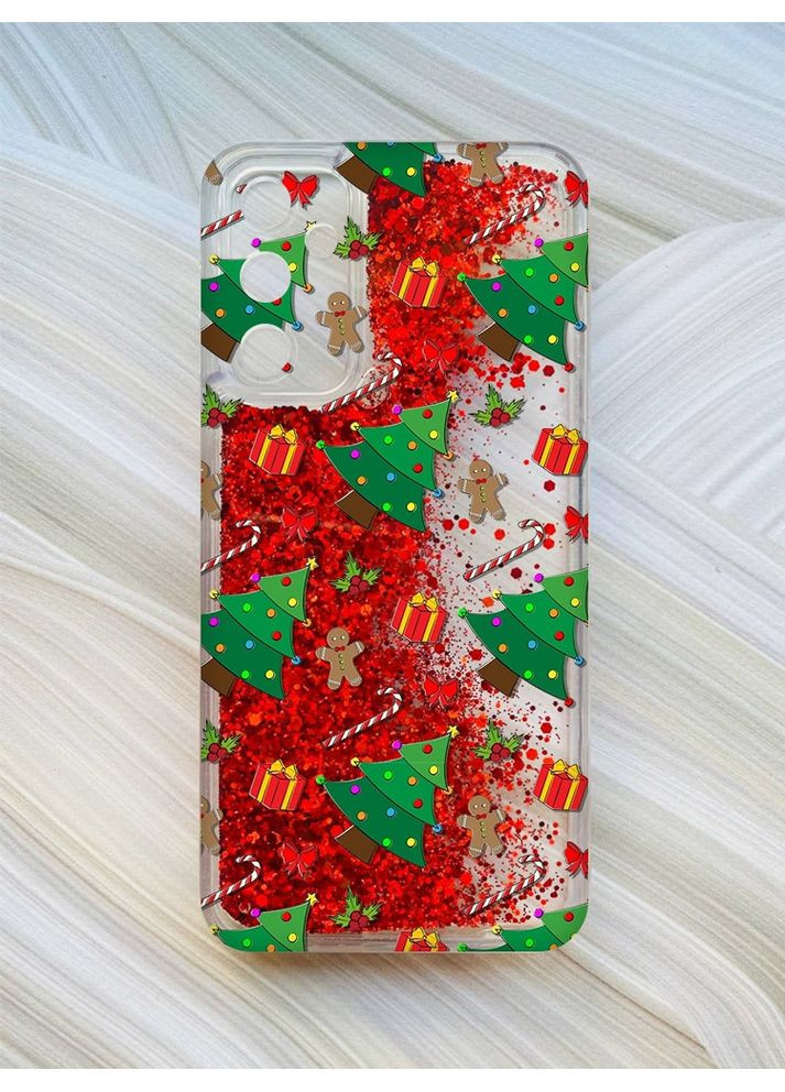 Чехол с плавающими блестками для Samsung Galaxy A24 (A245) Рождественский фон (принт 185) CASE CONTROL (362965100)