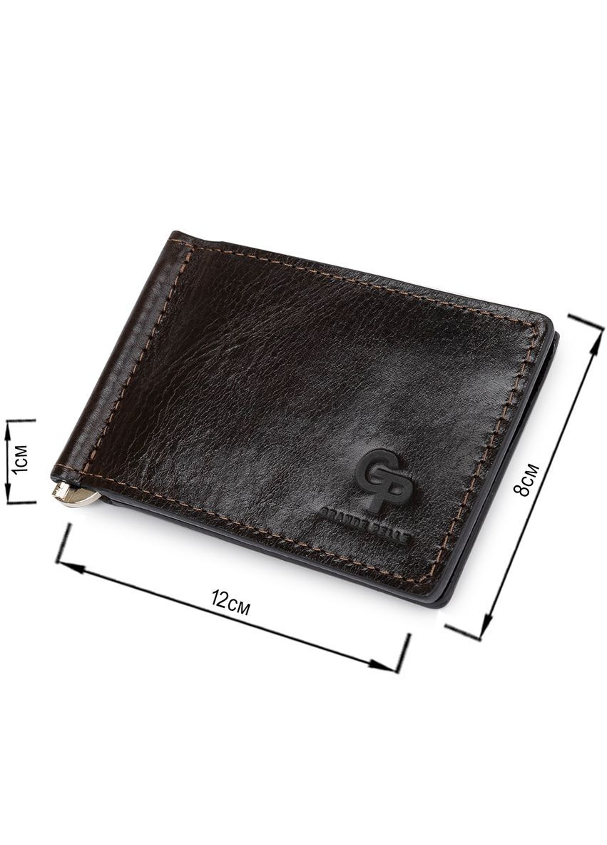 Мужской практичный зажим для денег темно-коричневый 11403 Grande Pelle (329198294)