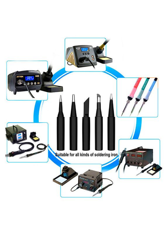 Жала для паяльника 900M, набор 5 шт/2.4D/3C/B/I/K/Black No Brand (322567844)