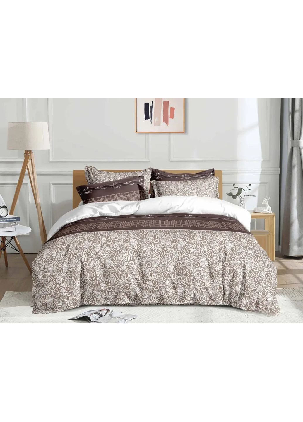 Підковдра фланель 180х220 см, 100% бавовна – м’який та теплий малюнок Орнамент бежевий Vilenna (367960530)