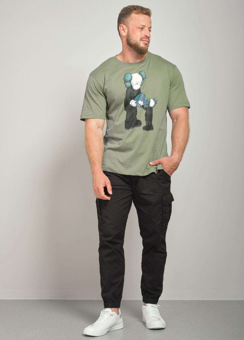 Зелена футболка чоловіча оливкова з принтом 103418 Power
