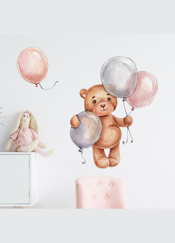 Виниловая наклейка Мишка и воздушные шарики (лист 45 х 60 см) Б194-18 Sproutfox (302241657)