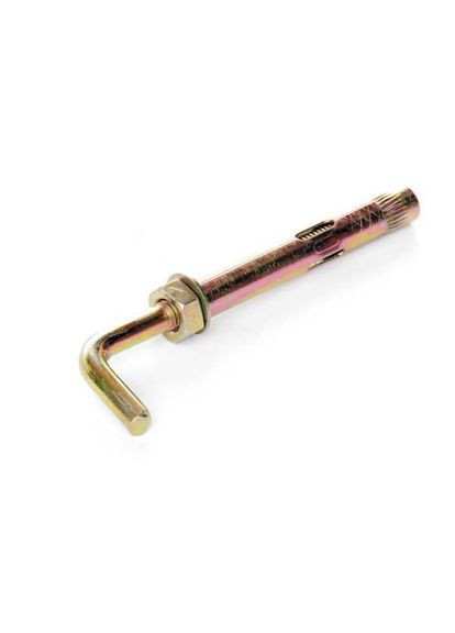 Анкер з кожухом та гайкою з L-крюком М12*100 цинк жовтий No Brand (370286273)