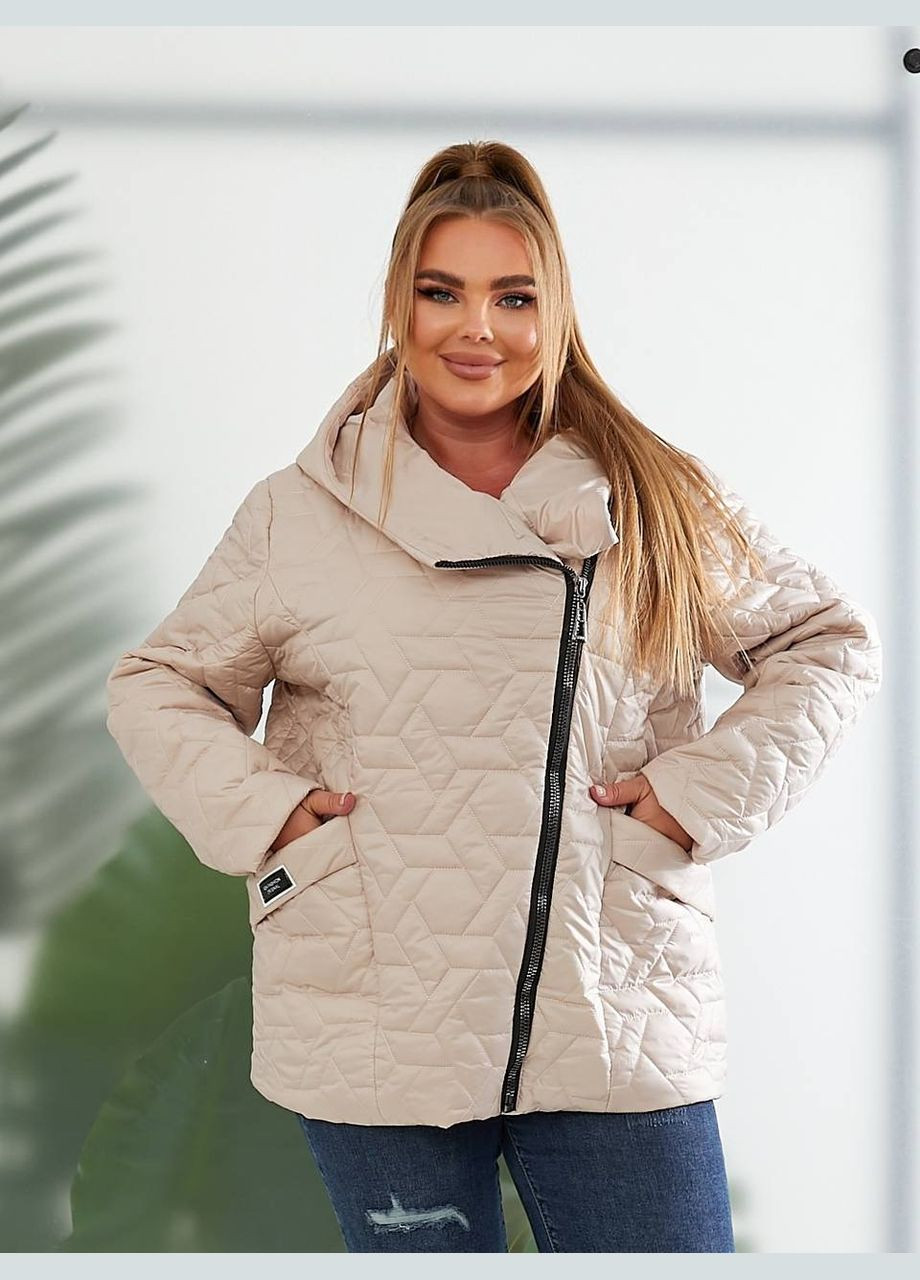 Молочна демісезонна жіноча демісезонна куртка колір графіт New Trend