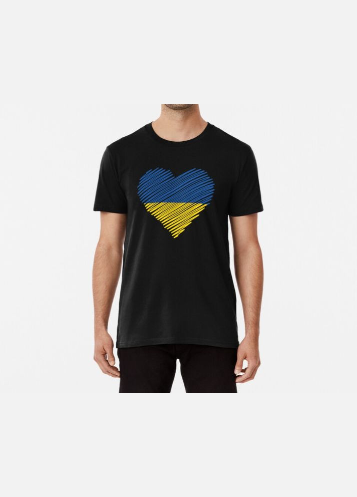 Чорна чоловіча патріотична футболка з принтом прапор україни сердечко Stedman