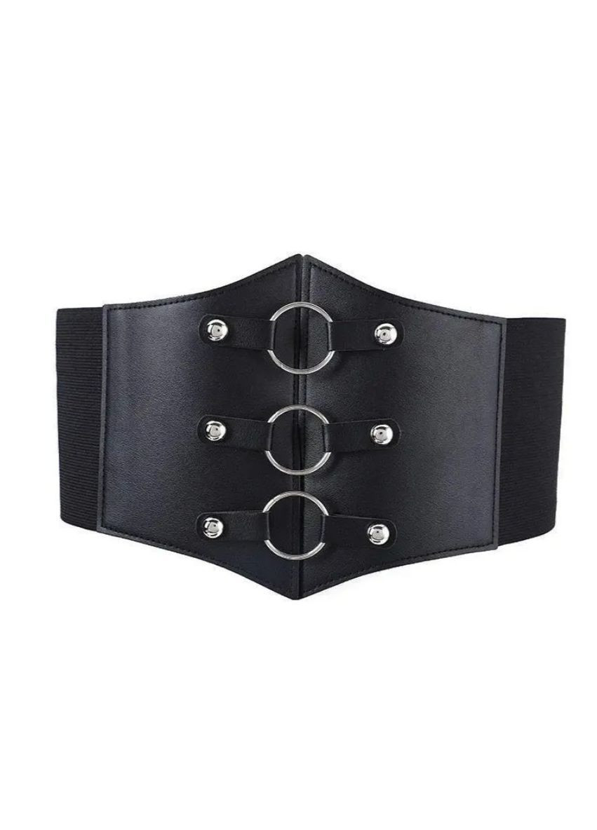 Жіночий чорний шкіряний корсет M з PU шкіри зі шнурівкою, стильний пояс-корсет для талії 80 см No Brand (362682305)