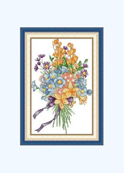 Набір для вишивання за нанесеною на канву схемою "Wildflower Bouquet". AIDA 14CT printed 18*28 см Joy Sunday (313613685)