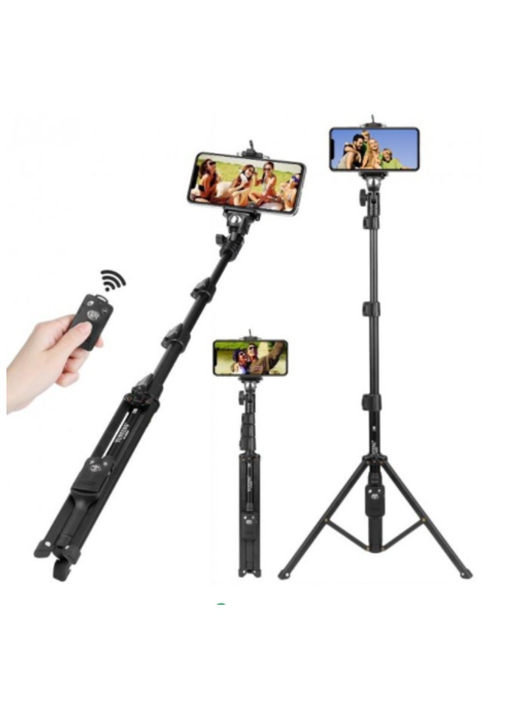 Телескопічний штатив монопод VCT-1388 Селфи палиця для камери телефону (Чорний) Yunteng (331639205)