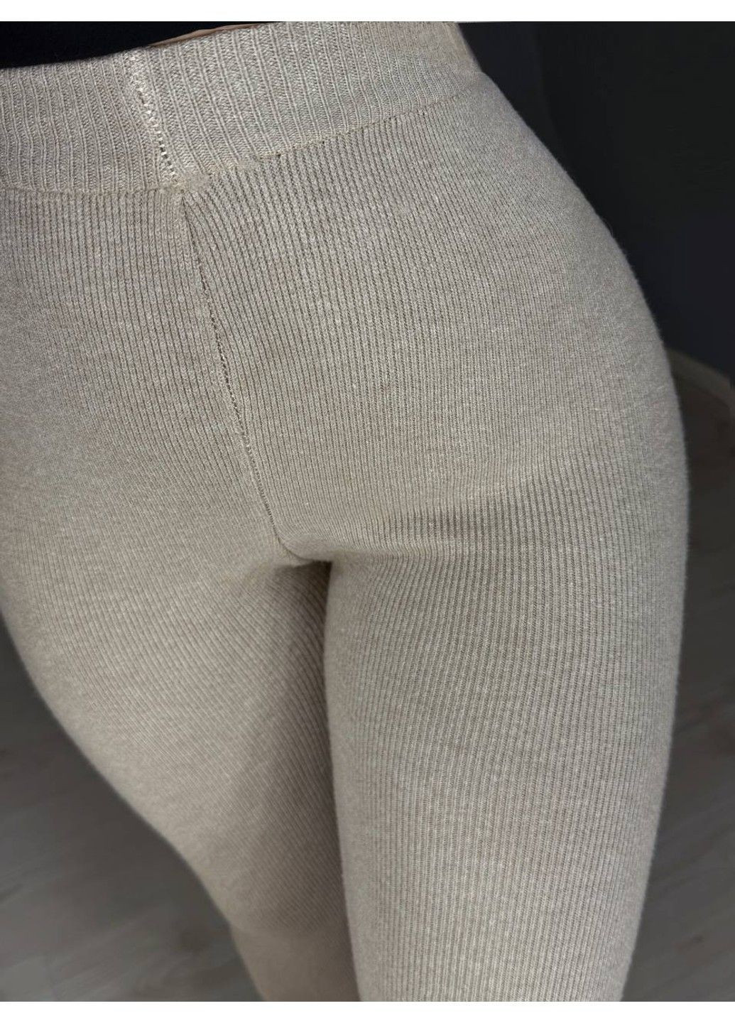 Лосини жіночі 301 в’язані трикотажні теплі з високою талією one size бежеві My Fashion (369345832)