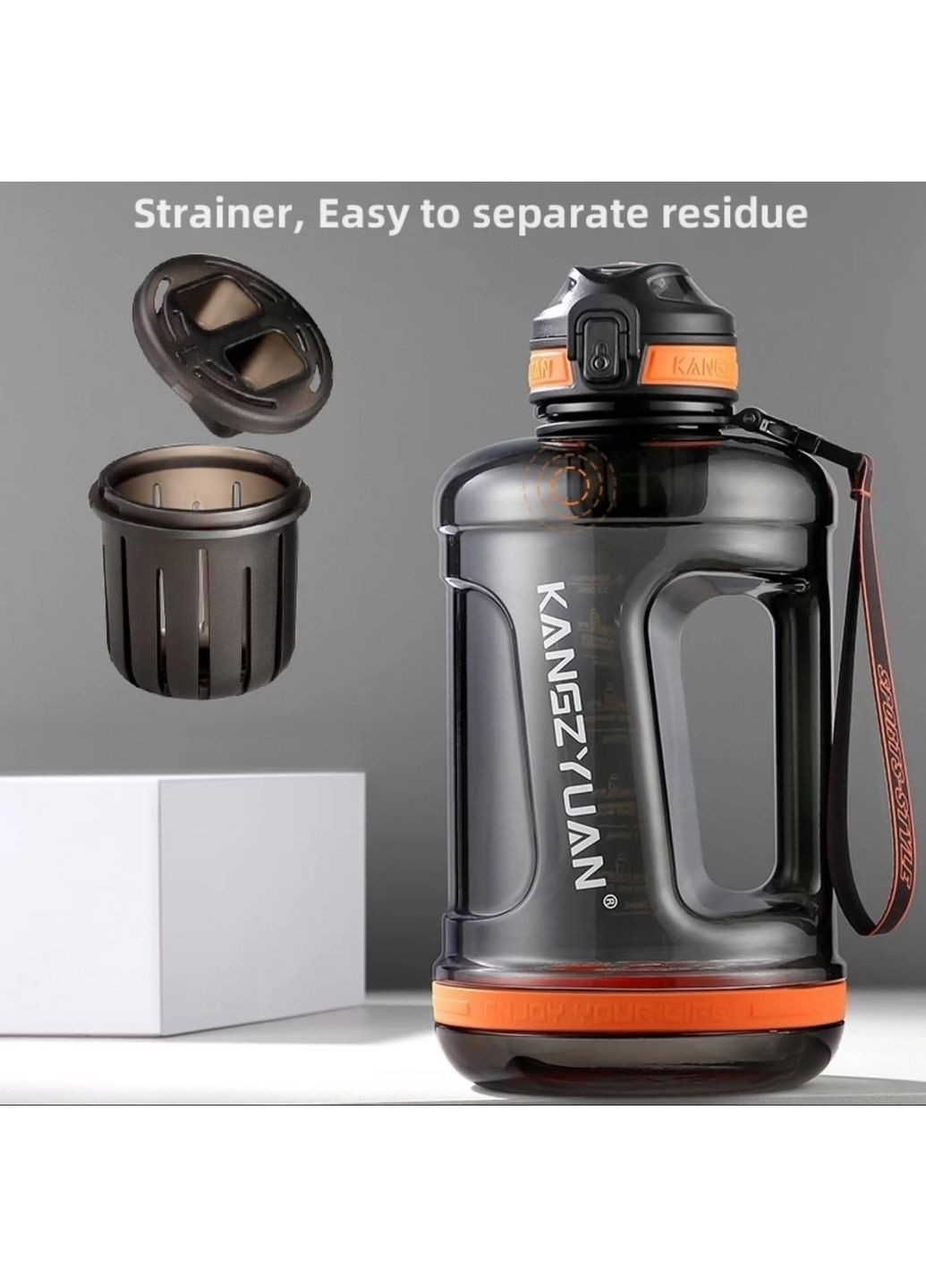 Екологічна помаранчева тританова пляшка KANGZYUAN 1500 мл для води No Brand (314709895)