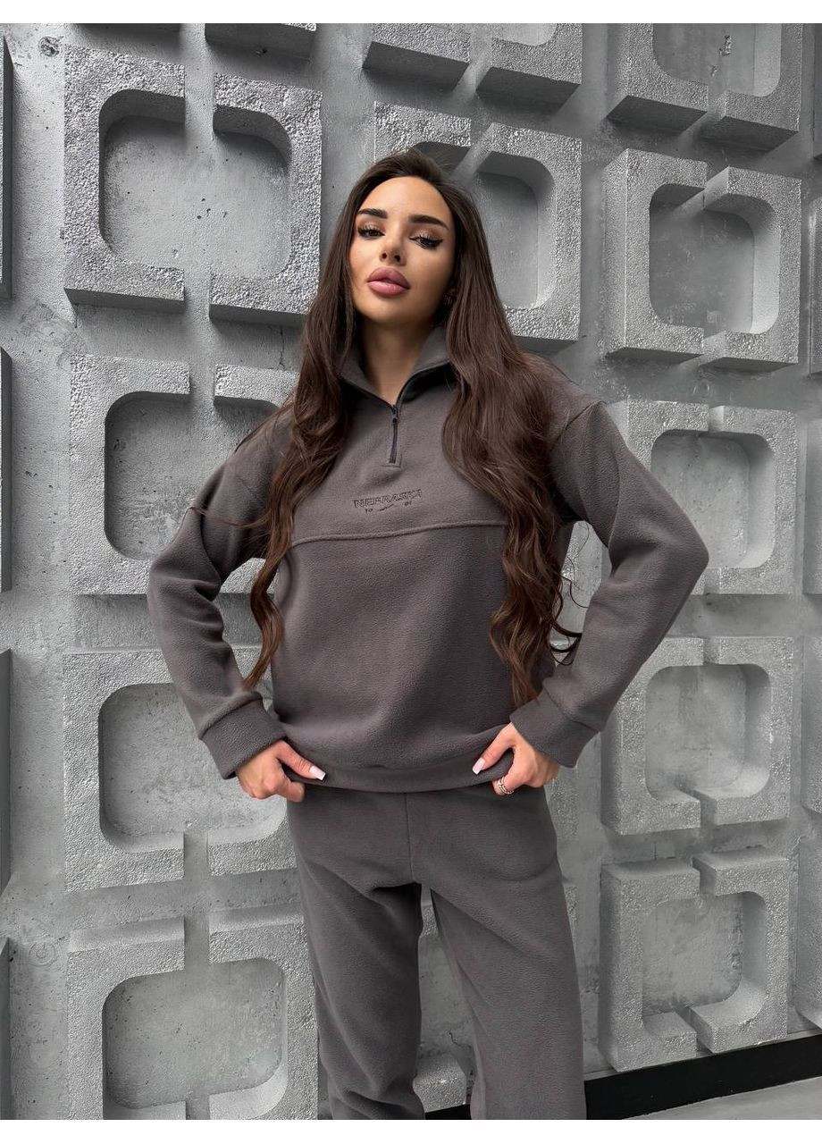 Костюм 448 двухсторонний Полар флис брюки и кофта с воротником на молнии с вышивкой Україна (370091882)