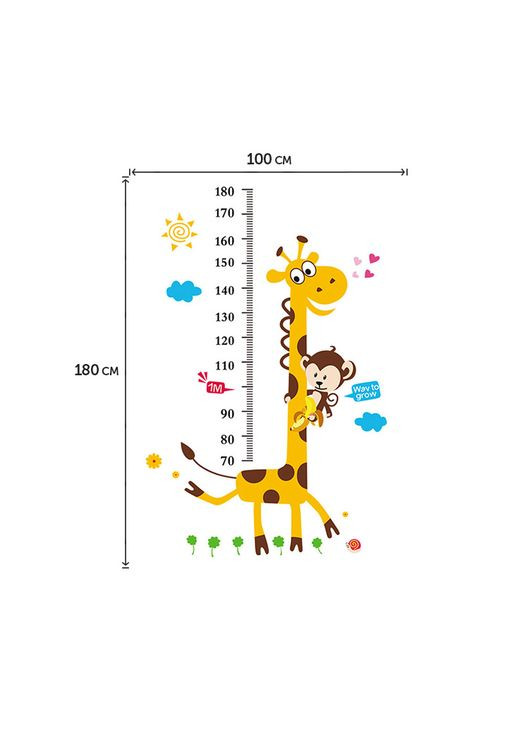 Наклейка дитяча ростомір на стіну Жирафа 180 х80 см (AY831) Green Life (316472386)