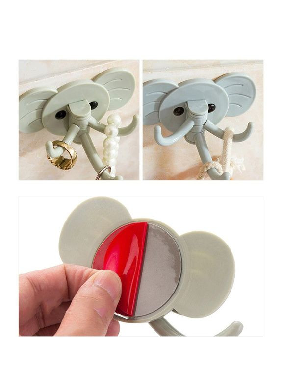 Настенная вешалка на 3 крючка в форме серого слона (NR0053_1) NN (315922538)