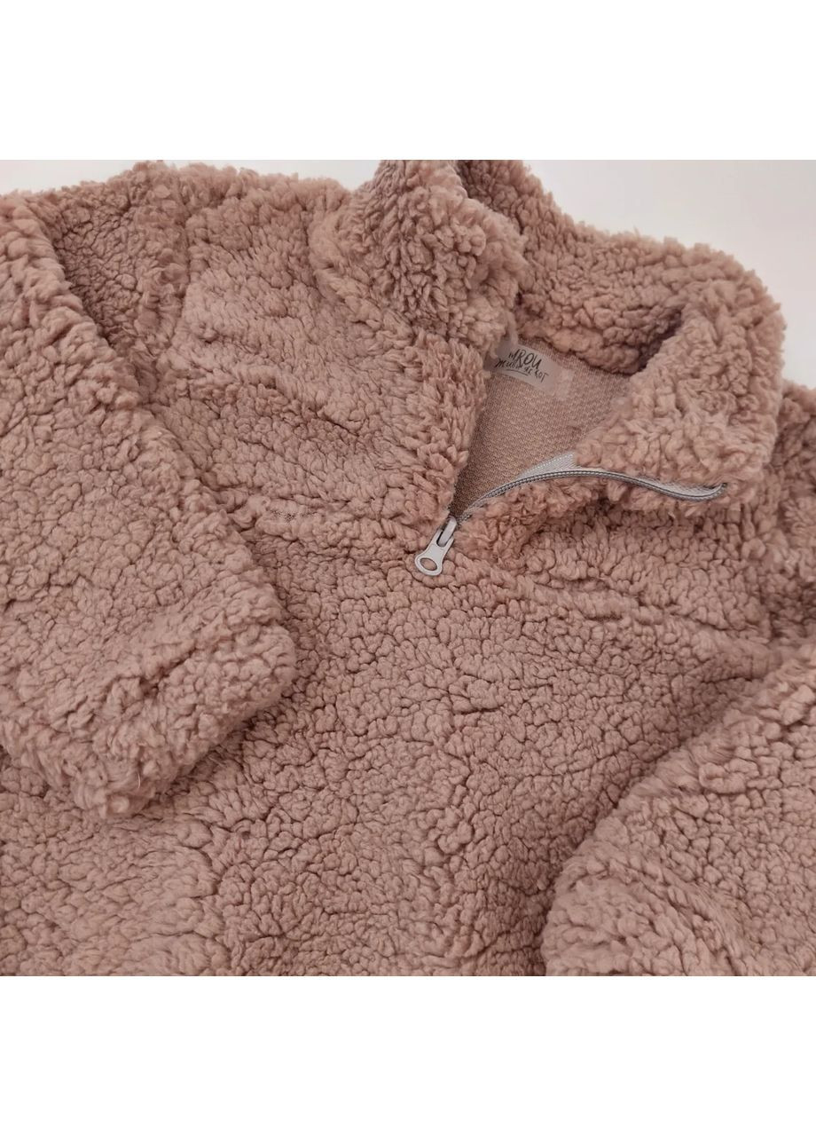 Бежевий зимній дитячий теплий костюм тедді (толстовка + штани) брючний No Brand