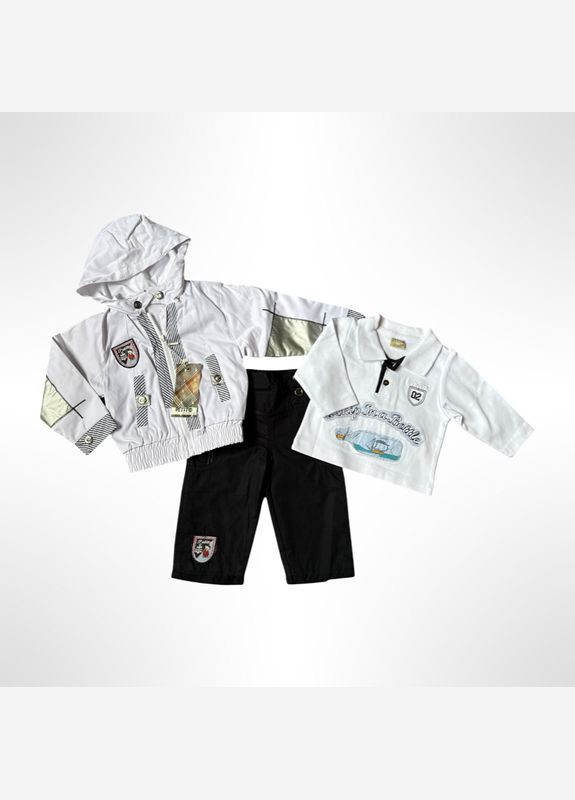 Лайм демісезонний дитячий комплект трійка (вітровка з капюшоном + футболка з довгими рукавами + штани) для хлопчика petito clab No Brand