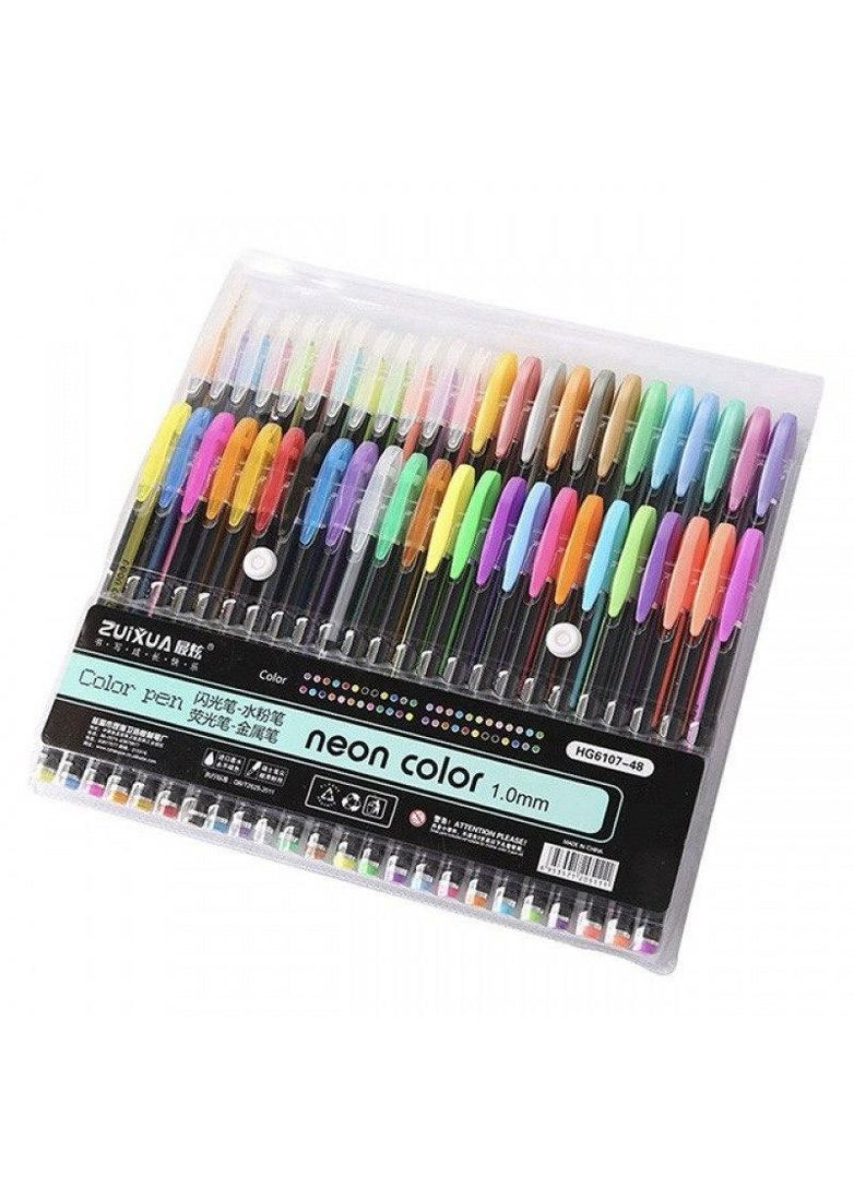 Набор гелевых ручек «HG-6107», 48 цветов, с блестками и пастельными оттенками для творчества. No Brand (366197595)