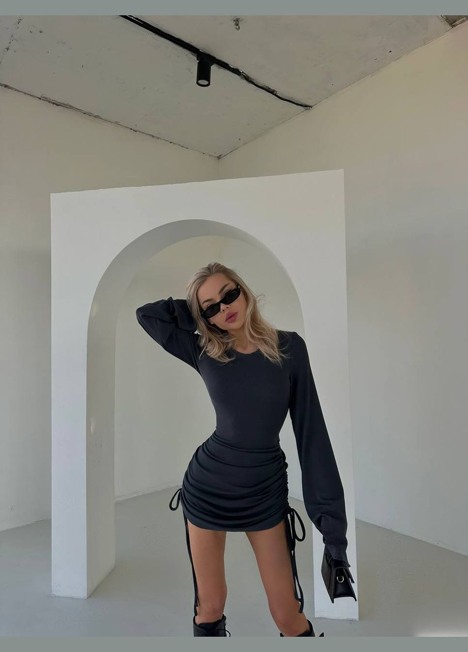 Графітова кежуал сукня N.Family однотонна