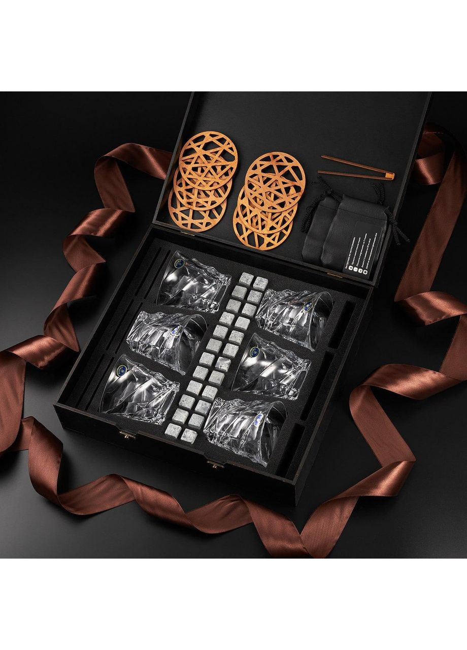 Подарунковий набір 6 склянок для віскі та стеатитового каміння для охолодження віскі + 6шт Bohemia Casablanса 300мл Sterling (364550627)