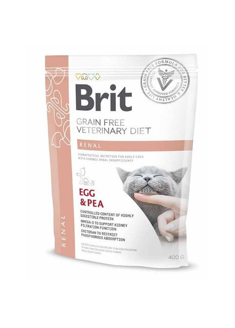 Корм для кішок Veterinary Diet Renal із захворюванням нирок 0,4 кг, з яйцем Brit (292114440)