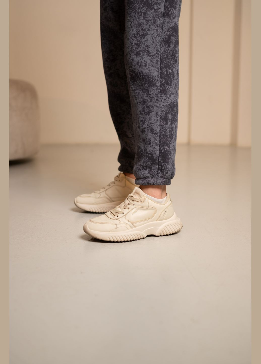 Теплый костюм серого цвета из турецкой тринитки на флисе, No Brand 7030 (316703288)