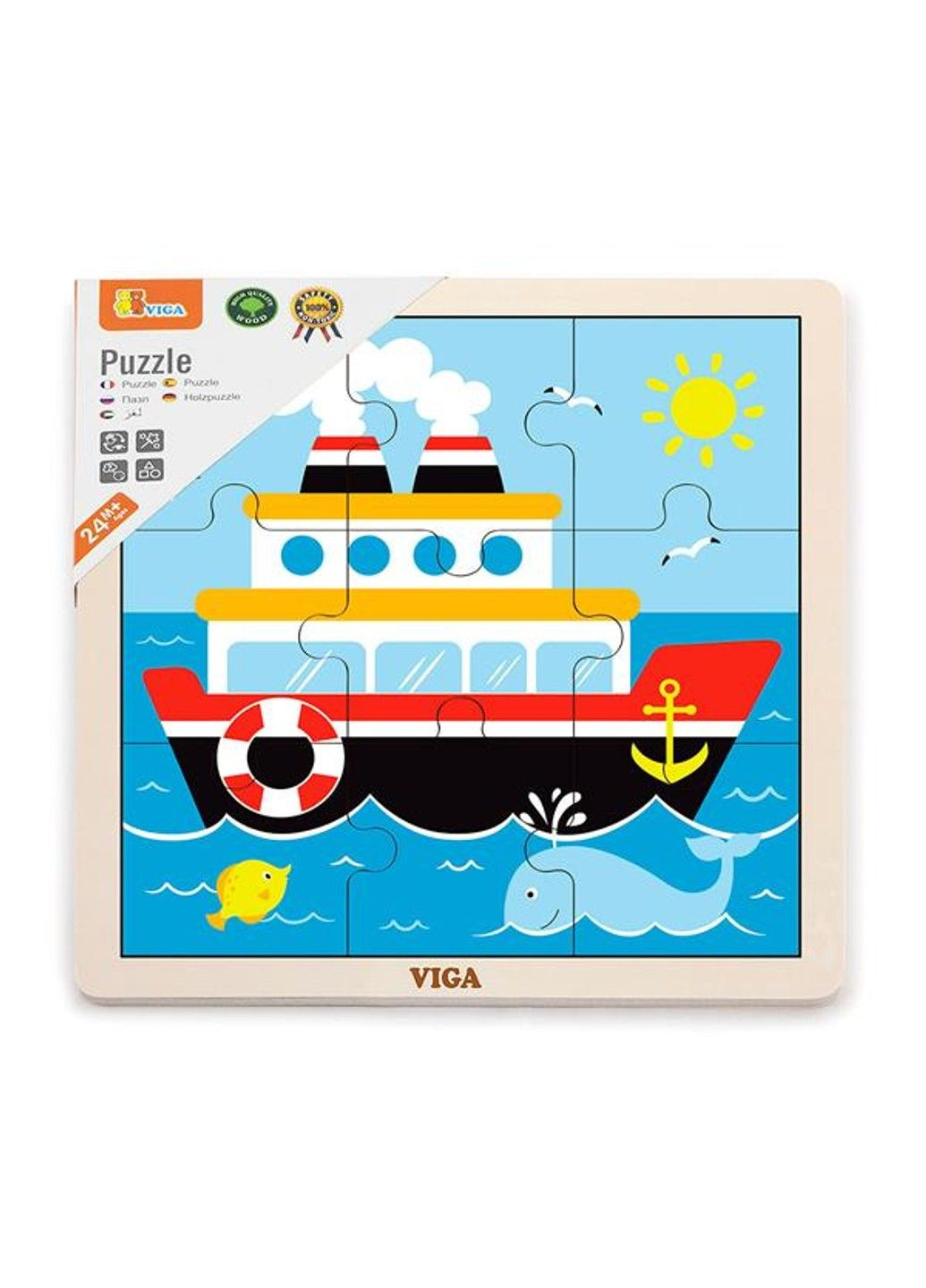 Деревянный паззл Кораблик, 9 эл. (51445) Viga Toys (331298322)