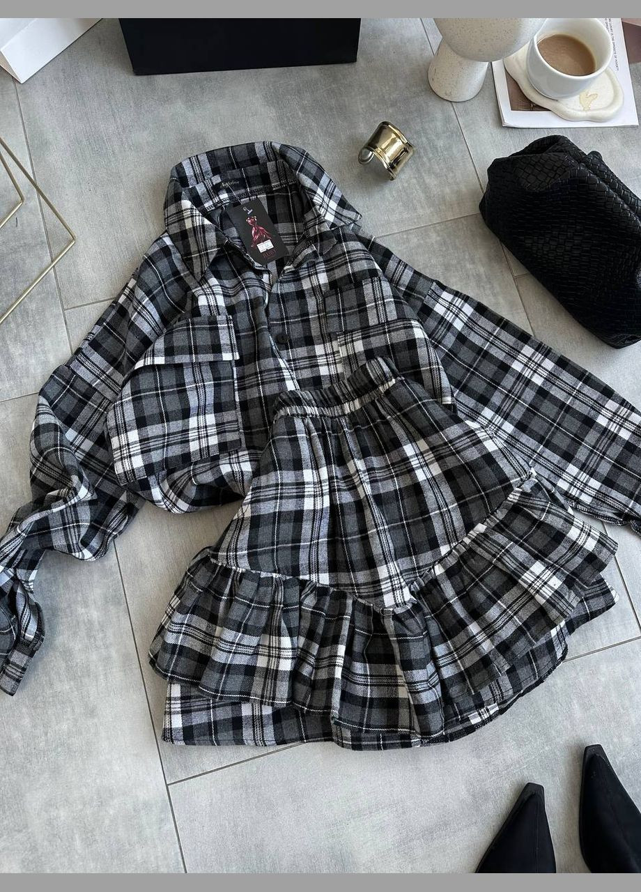 Костюм в клетку с юбкой и рубашкой Adelante (319145963)