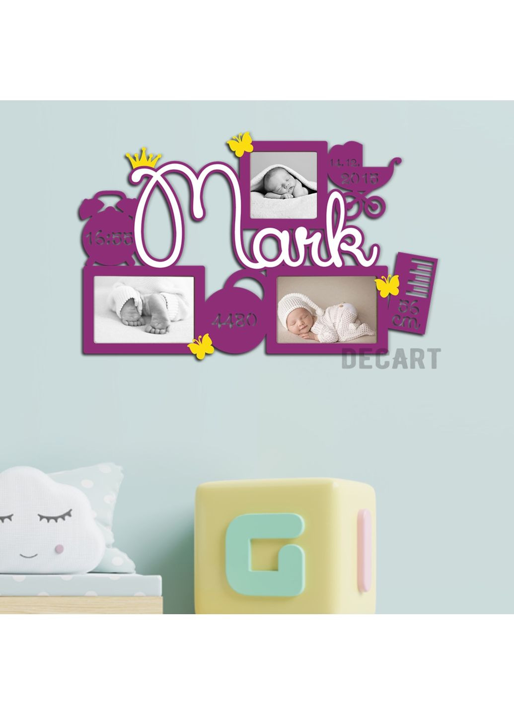 Дерев'яне панно на стіну Рамка «Наш Малюк» 63х42 см (рамки 13х18см – 2шт; 13х13см – 1шт) Decart (360611424)