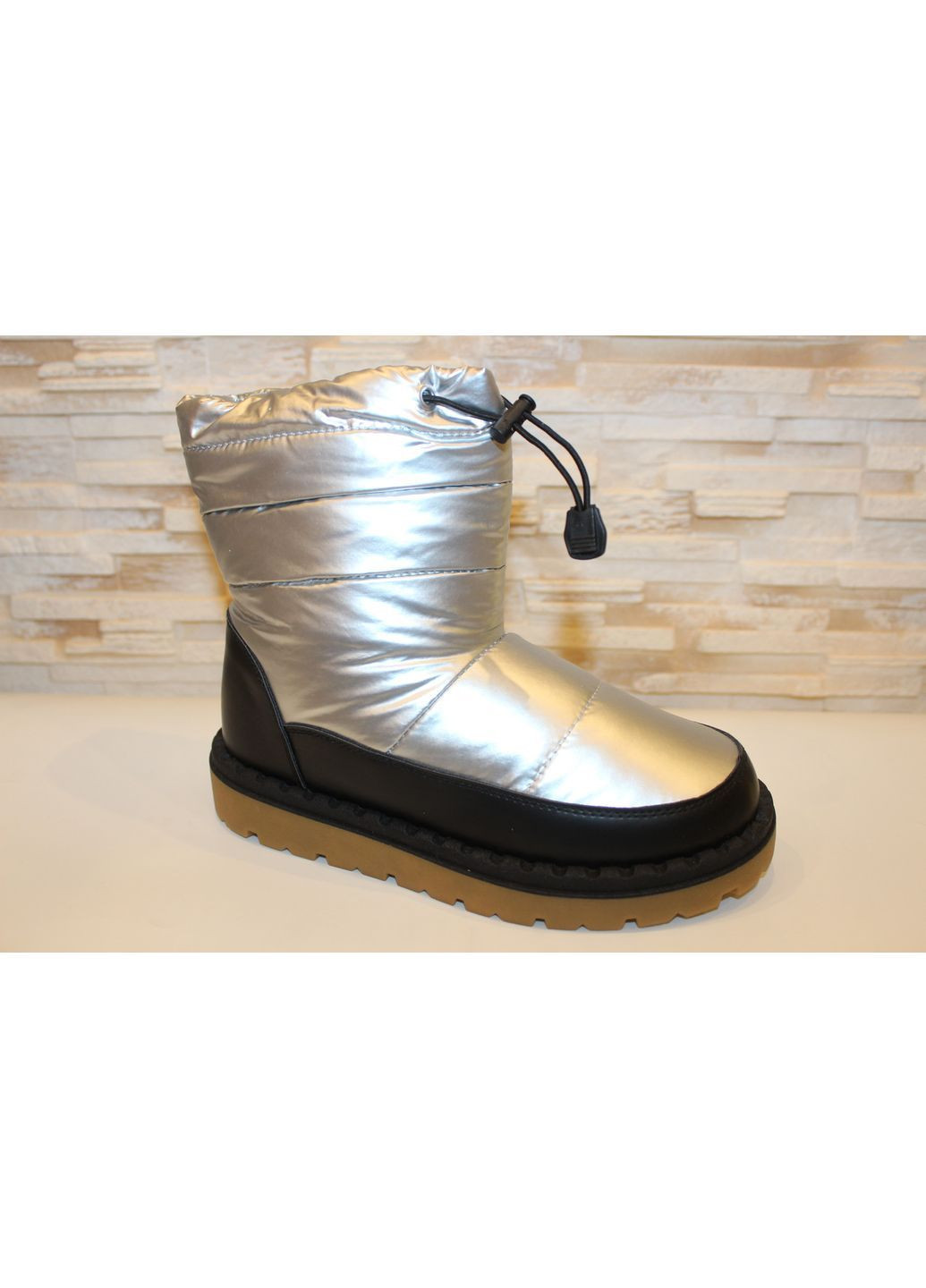 Чоботи дутики жіночі зимові сріблясті No Brand Дутики зимові жіночі (369363687)