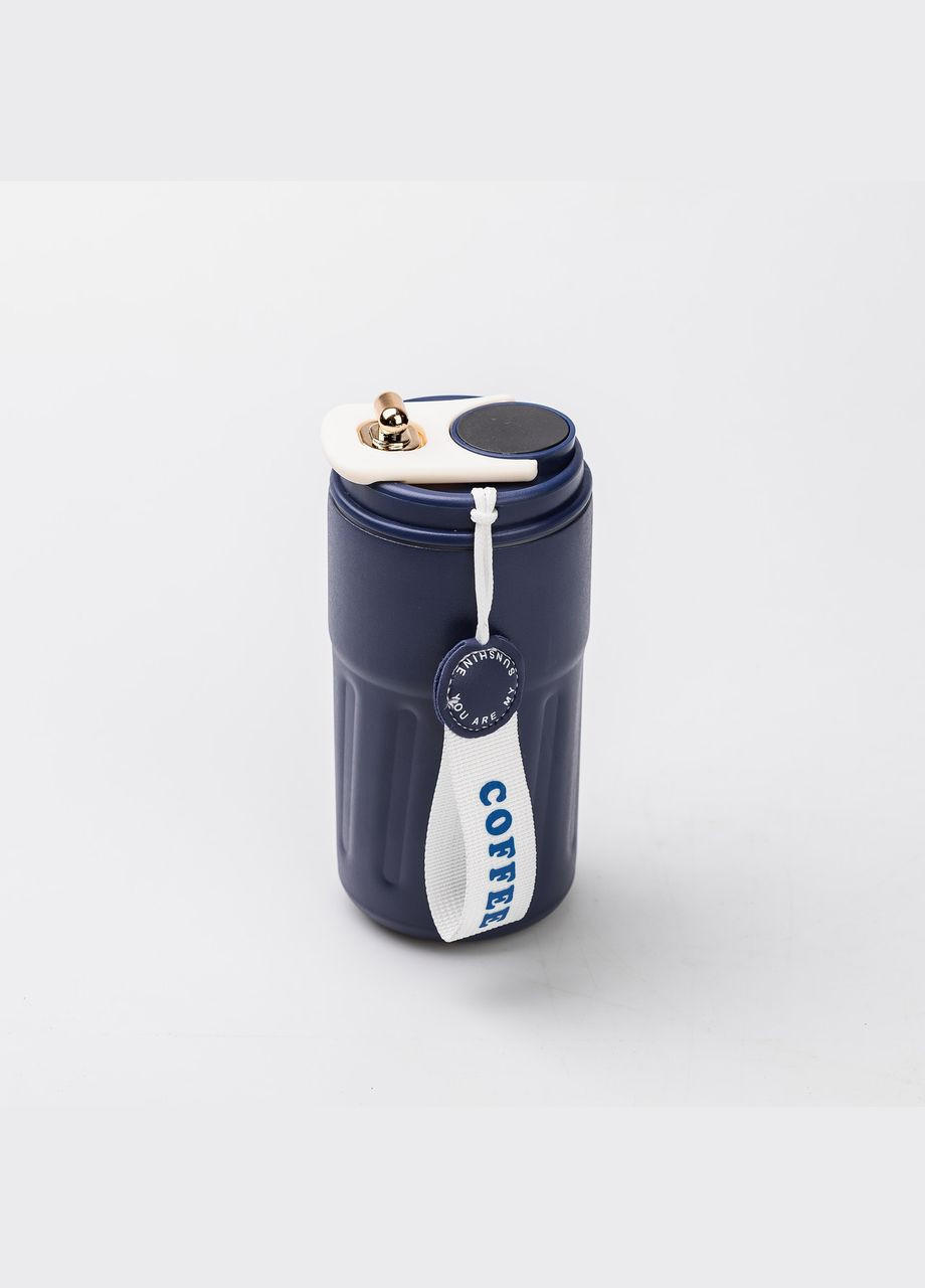 Термокружка Coffee з датчиком температури 500 мл синя нержавіюча сталь вакуумна ізоляція з ремінцем для перенесення Yiwu (322340281)