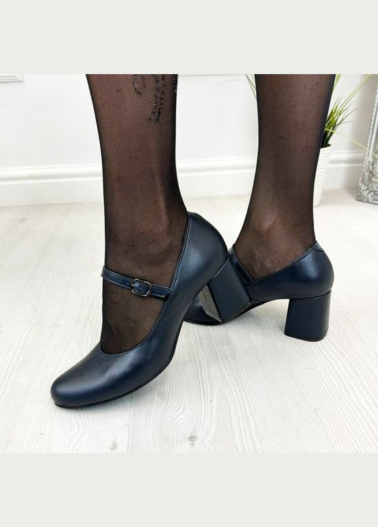 Vasha para Туфли кожаные женские на устойчивом каблуке.. 37 размер синий з, украина — демисезон (331346153)