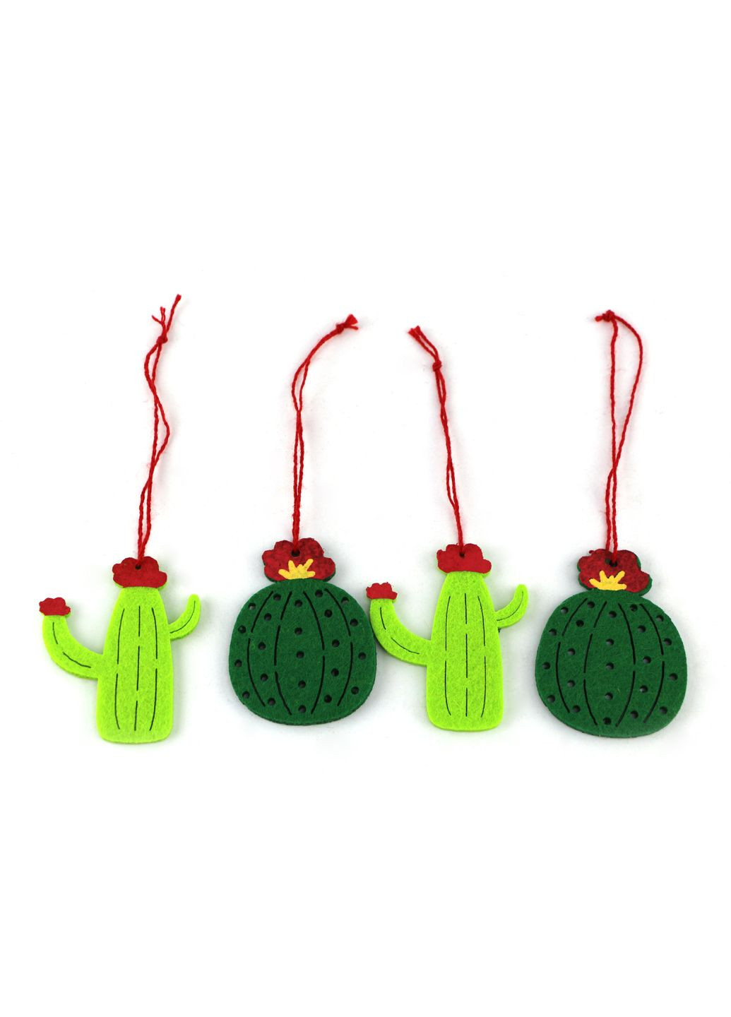 Набор подвесных фетровых украшений Кактусы 4 шт комбинированный Livarno home (331017345)