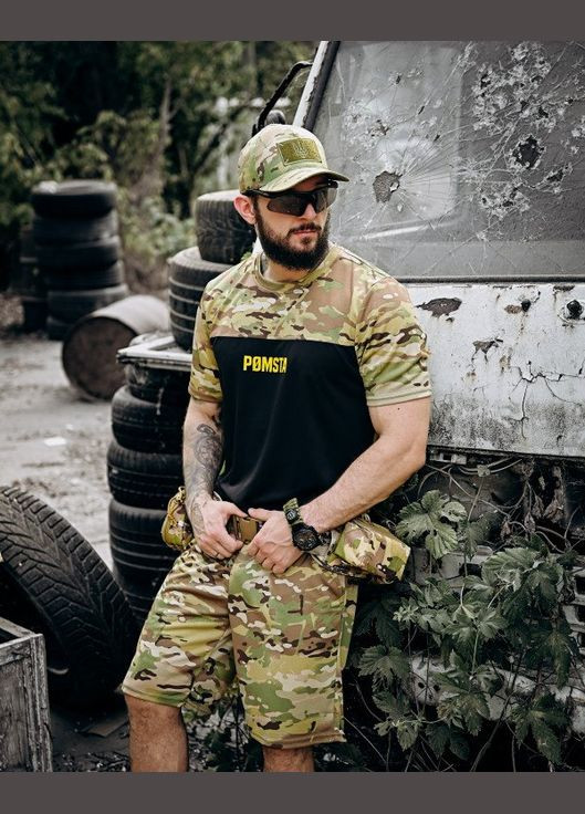 Тактичний літній чоловічий костюм з принтом футболка+шорти мультикам Freedom