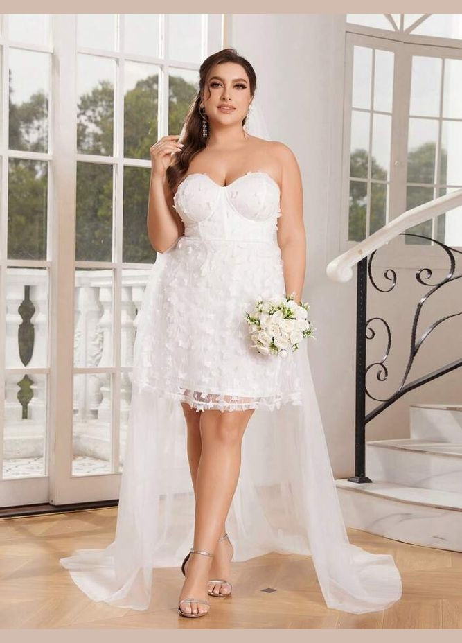 Молочное платье свадебное SHEIN