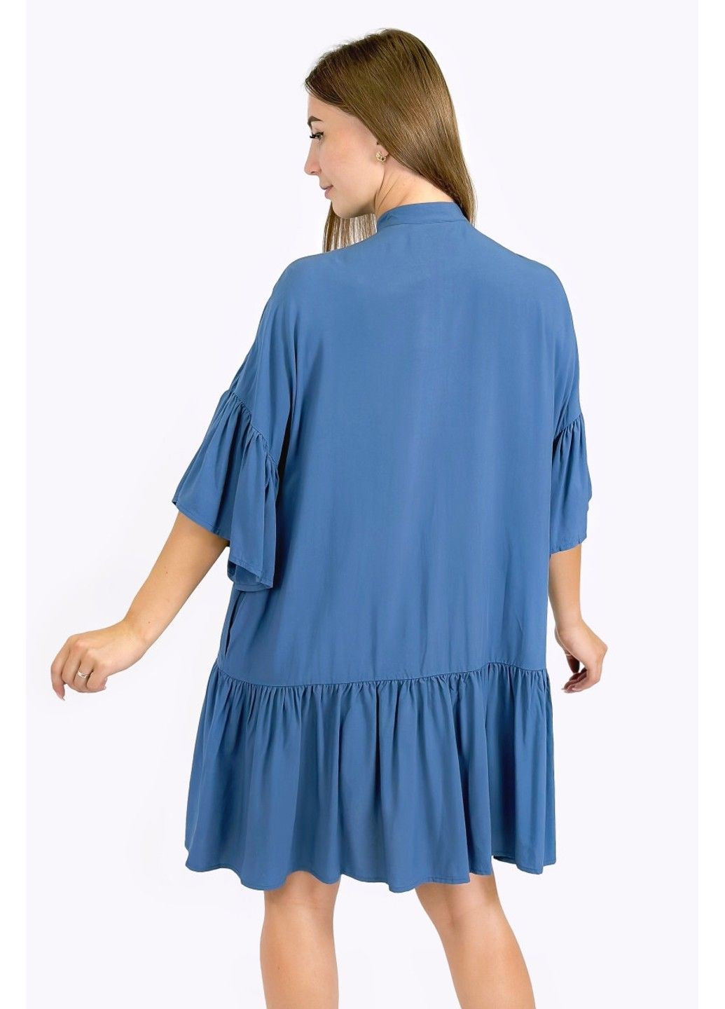 Синее повседневный платье fbc110221-105 оверсайз Finn Flare однотонное