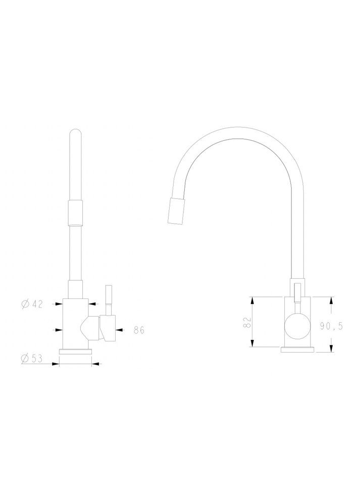 Змішувач для кухні з гнучким виливом EKO4E01-BLACK Wezer (275335718)