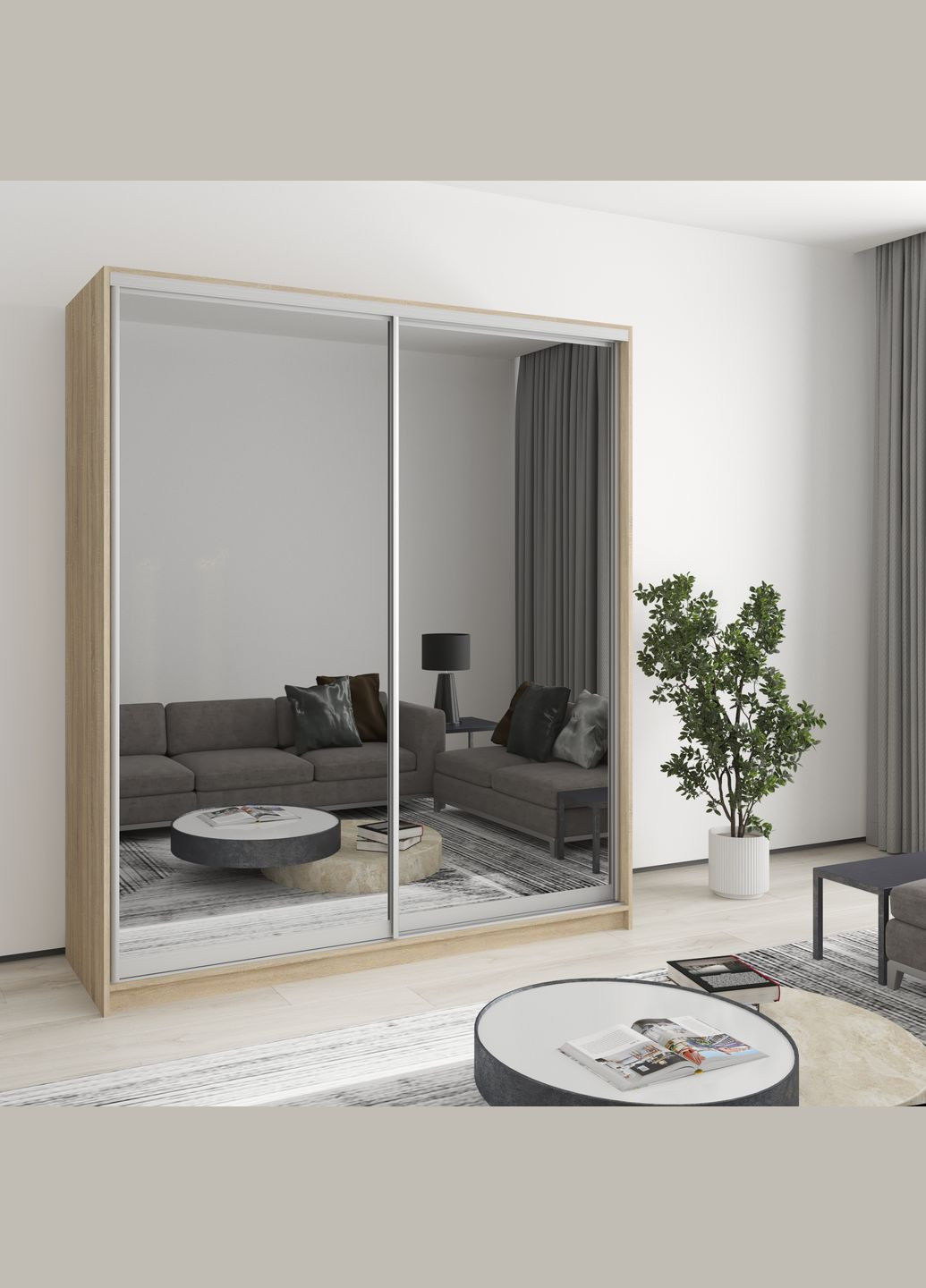 Шкаф-купе двухдверный Уни AL 2 Зеркала 180x60x210 см (MBS-2655) MebelStar (346288820)