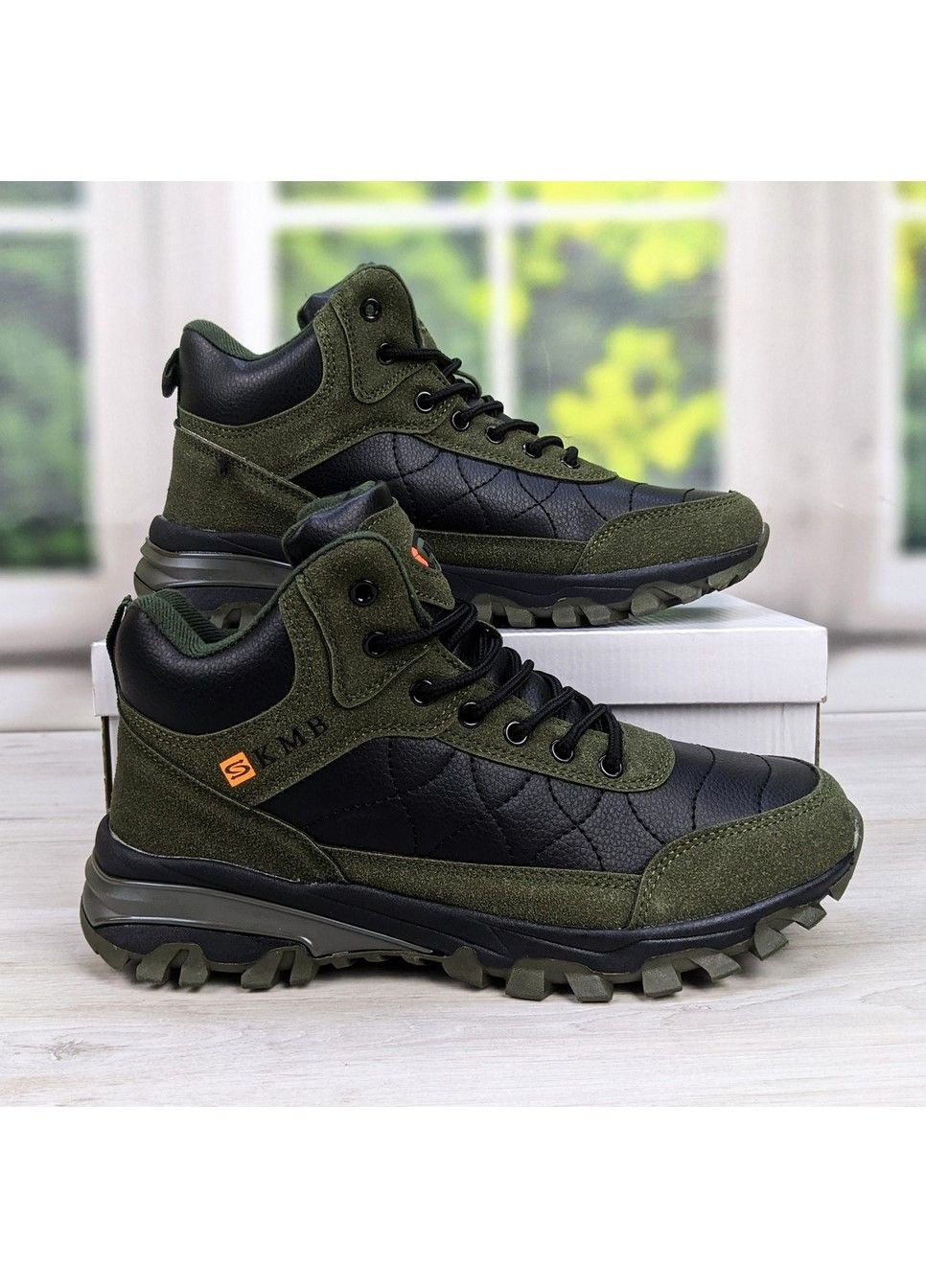Хаки зимние ботинки мужские зимние спортивного плана KMB
