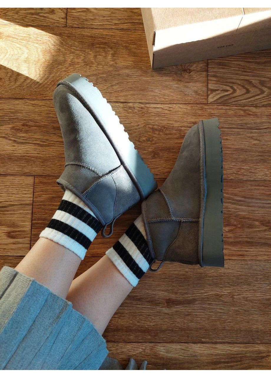 Уггі Чоловічі UGG Ultra Mini Platform Grey (Замша) (366320741)