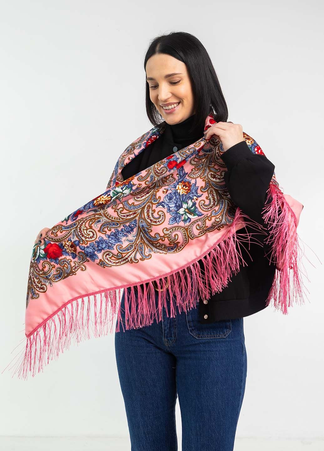 Платок украинский с бахромой "Лилия" 110х110 см. Homedec - (286784562)