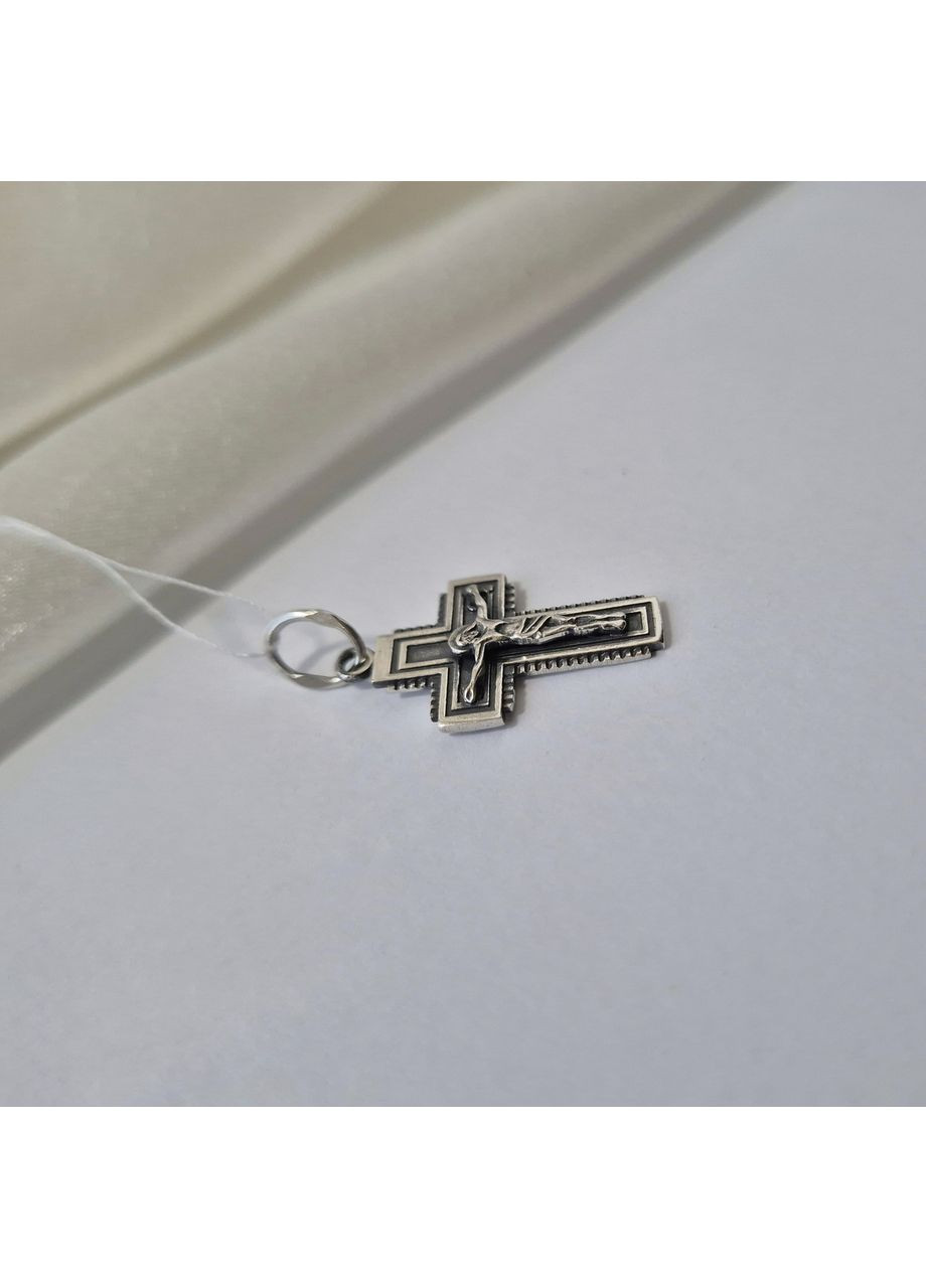 Срібний прямий хрест із розп'яттям срібло 925 проби Чорнене 3130хр 2.10г Nobrand (363969150)