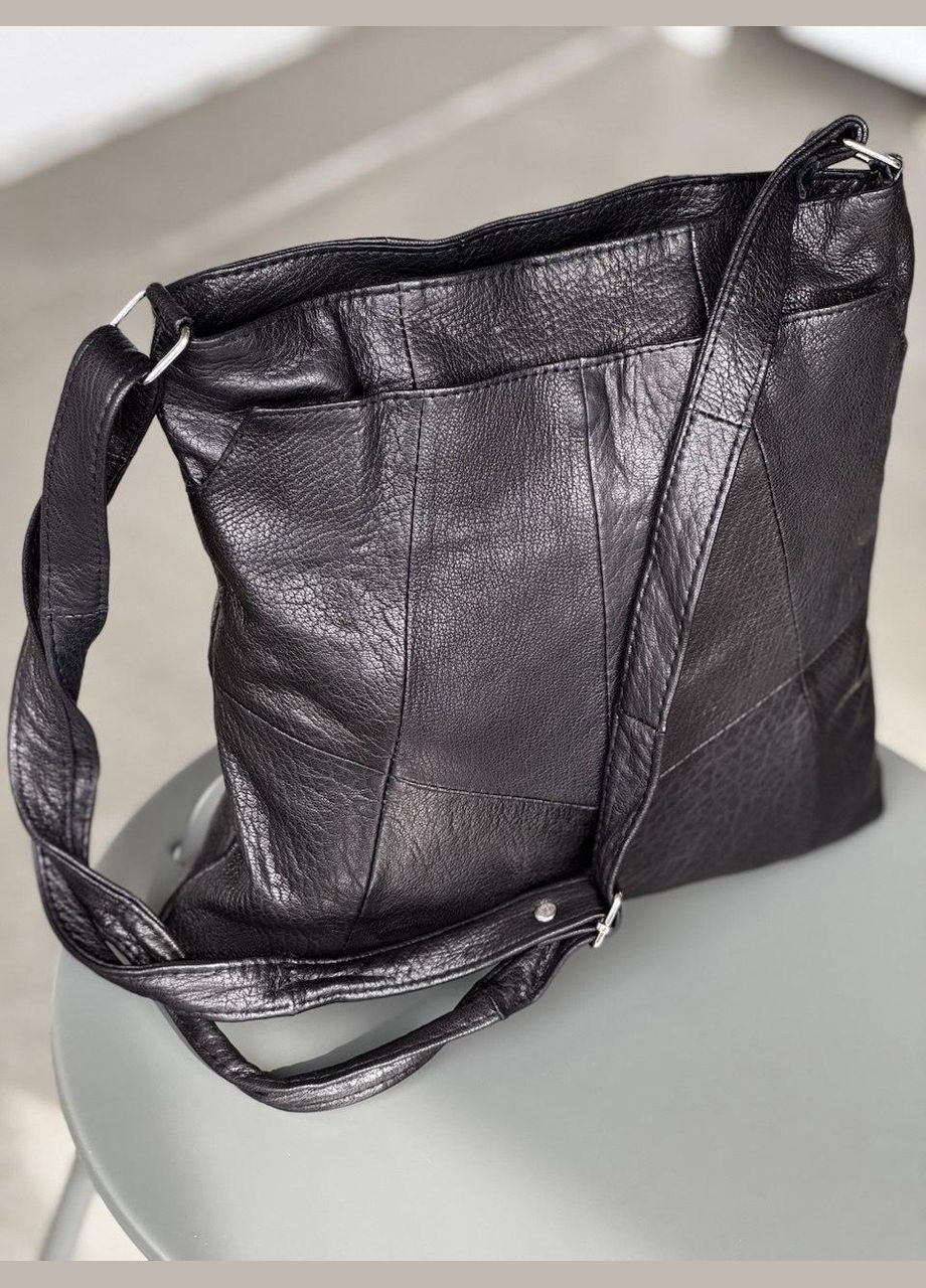 Сумка-шопер женская черная натуральная кожа 111025 No Brand (340234928)