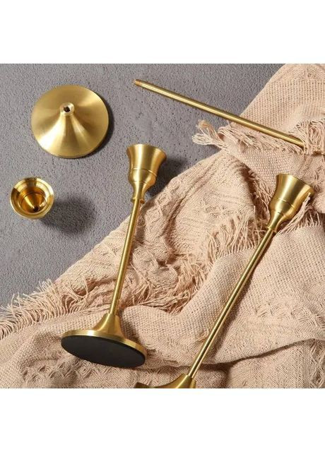 Набір свічників Leeseph Mat 3шт золото MV023 Мальва (369669508)