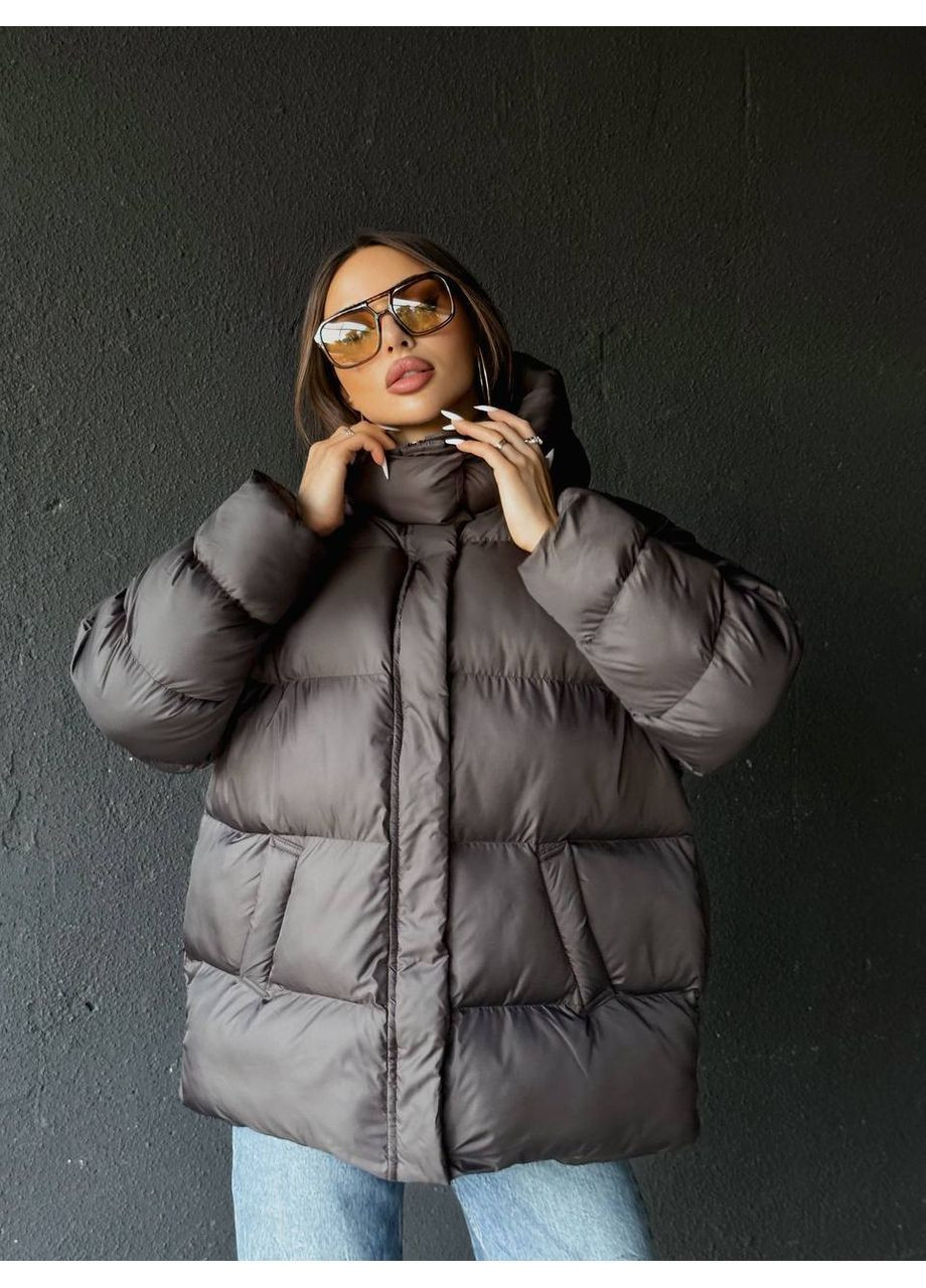 Коричневый демисезонный Пуховик Style Point