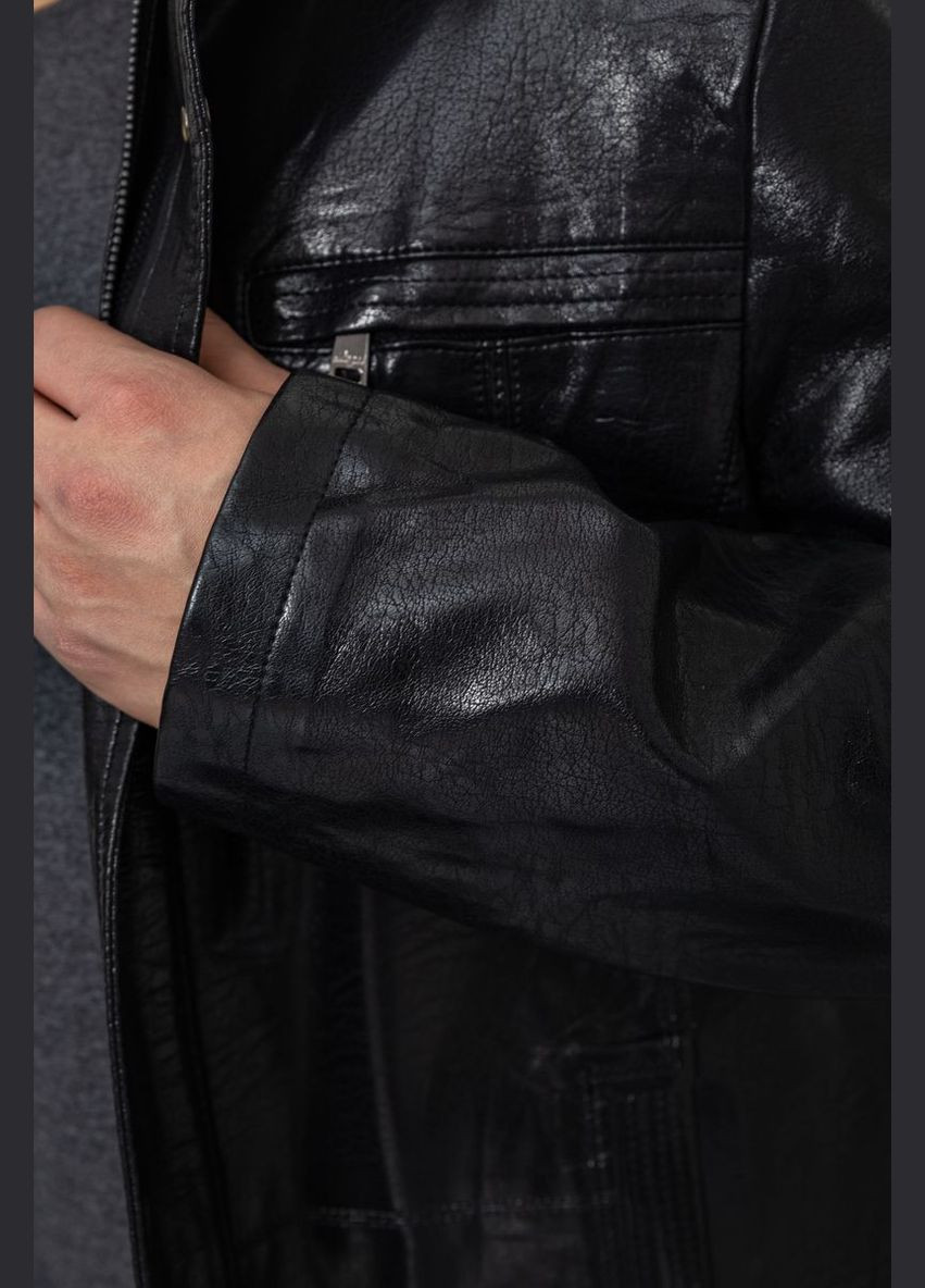 Черная демисезонная куртка мужская демисезонная экокожа, цвет черный, Ager